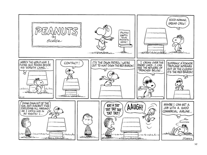 Snoopy en su famoso Sopwith Camel a la caza del Barón Rojo