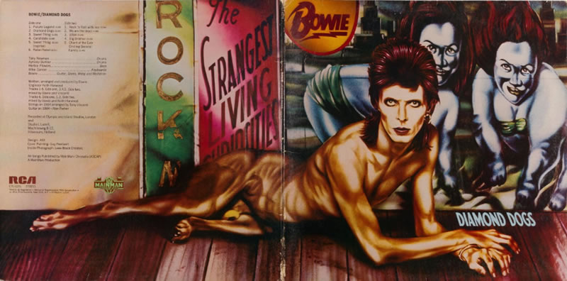 Portada y contraportada del álbum "Diamond Dogs" (1974)