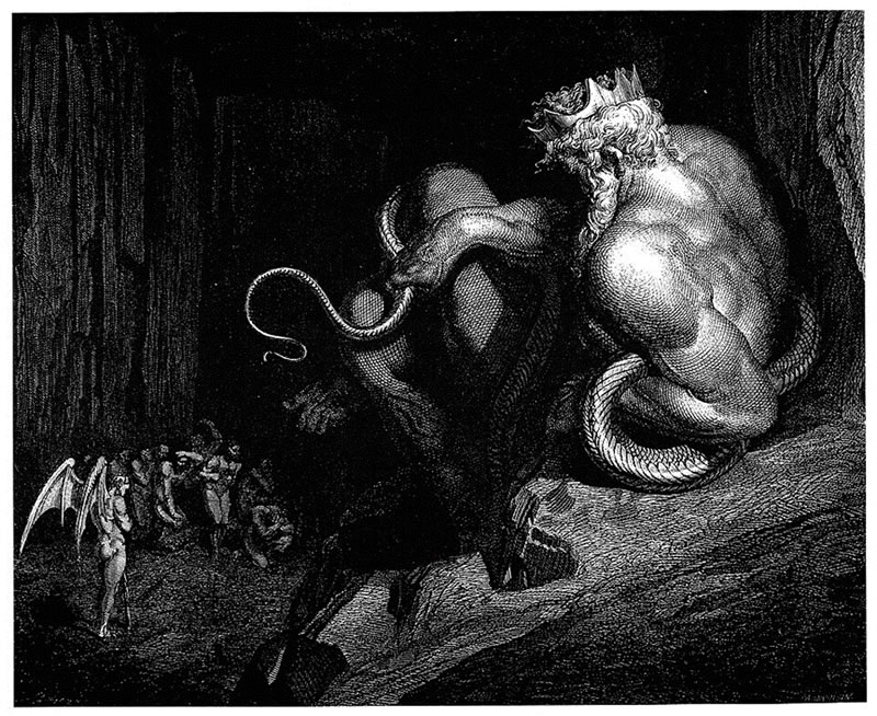 Minos, el juez infernal (Gustave Doré)