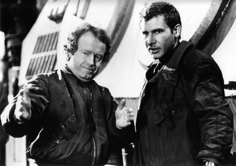 Ridley Scott y Harrison Ford durante el rodaje de "Blade Runner" (1982)