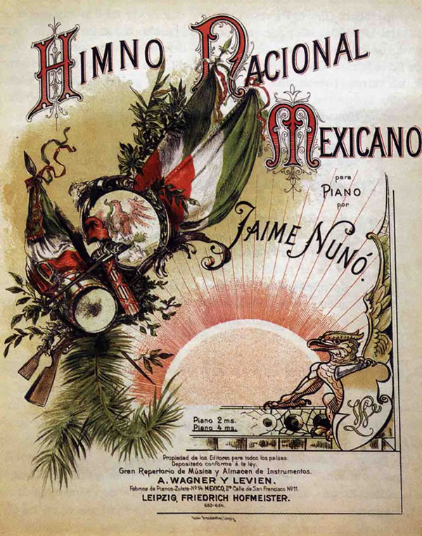 Portada de la partitura del Himno Nacional Mexicano
