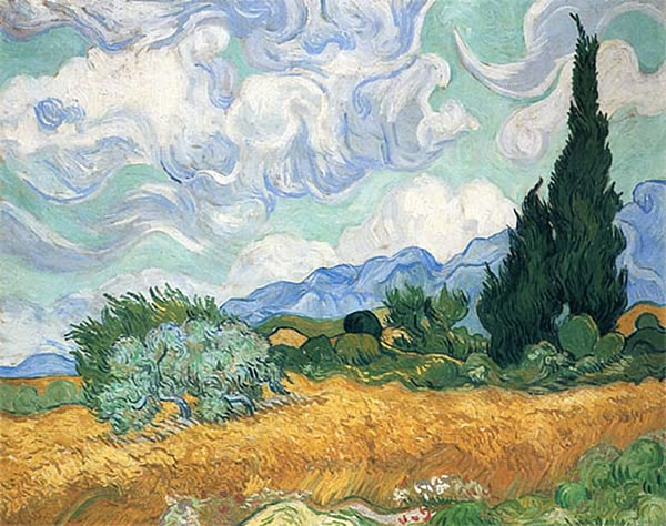 "Campo de trigo con cipreses", de Vincent van Gogh