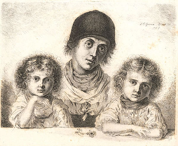 'Esposa de granjero con sus hijas', 1813