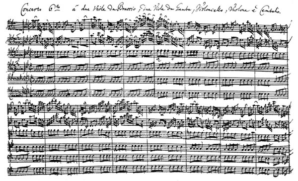Página 1 del 'Concierto No. 6 de Brandenburgo', de Johann Sebastian Bach