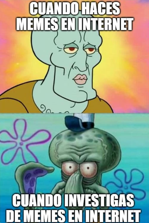 Meme de Calamardo sobre hacer memes