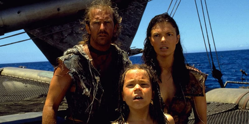 Escena del filme "Waterworld" (1995), con Kevin Costner